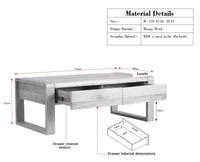 Ibiza Modern Coffee Table Two Drawers Grey Finish