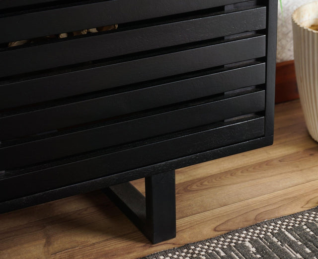 Indus Solid Wood Tv Cabinet - Tv Cabinet - Furniselan - Black-Finish