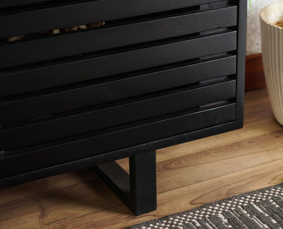 Indus Solid Wood Tv Cabinet - Tv Cabinet - Furniselan - Black-Finish