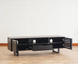 Indus Solid Wood Tv Cabinet - Tv Cabinet - Furniselan - Black-Finish