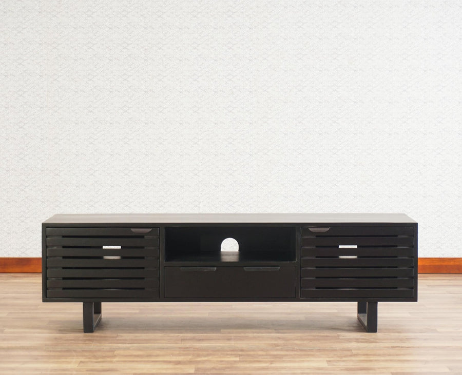 Indus Solid Wood Tv Cabinet - Tv Cabinet - Furniselan - Black-Finish