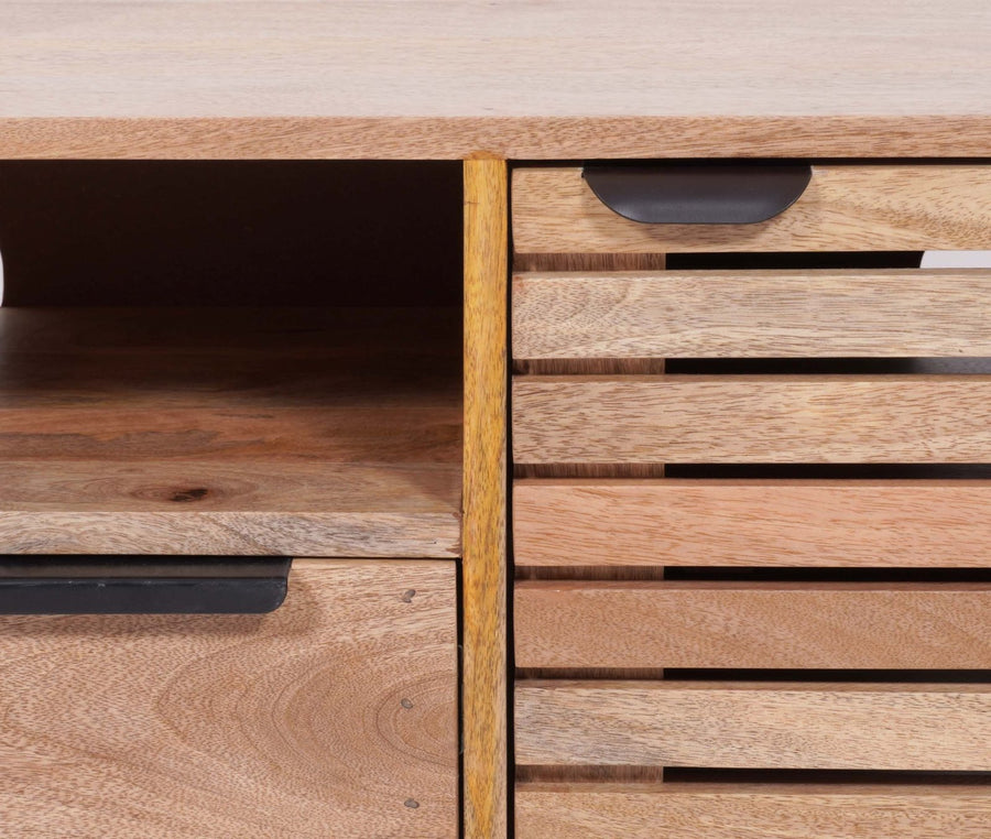 Indus Solid Wood Tv Cabinet - Tv Cabinet - Furniselan -Natural-Finish