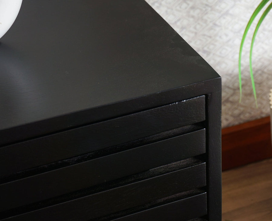 Indus Solid Wood Tv Cabinet - Tv Cabinet - Furniselan - Black-Finish