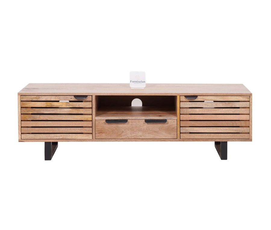 Indus Solid Wood Tv Cabinet - Tv Cabinet - Furniselan -Natural-Finish