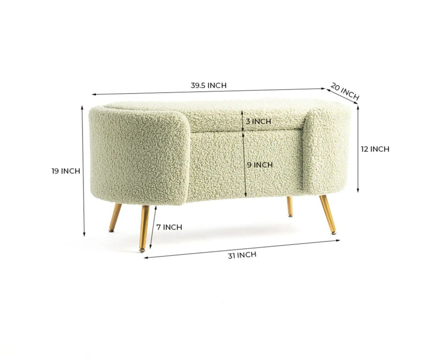 Islington  Polyester Storage Bench With Steel Legs Furniselan Green