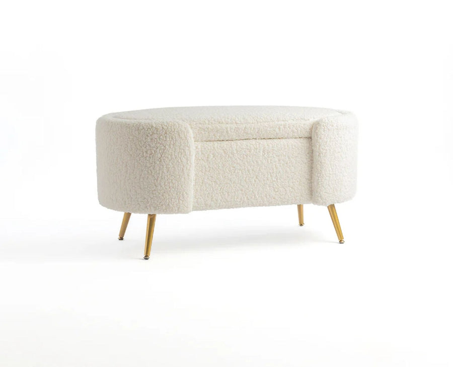 Islington  Polyester Storage Bench With Steel Legs Furniselan White