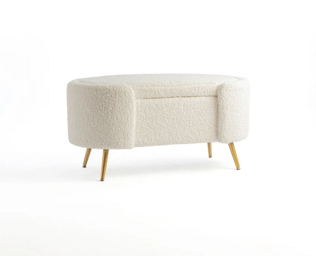 Islington  Polyester Storage Bench With Steel Legs Furniselan White