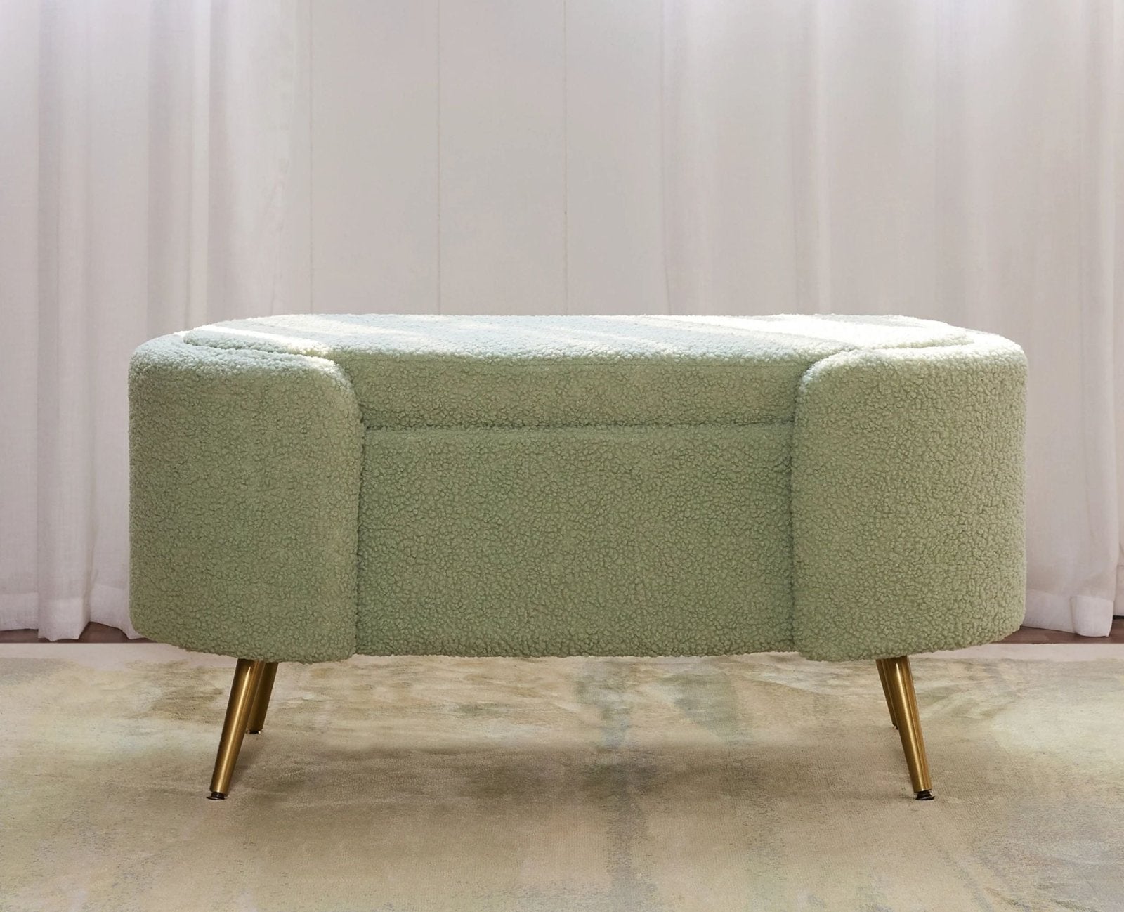 Islington  Polyester Storage Bench With Steel Legs Furniselan Green