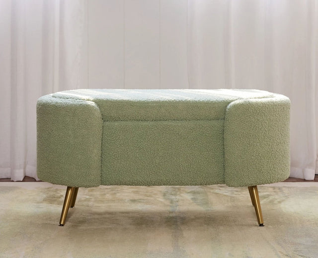 Islington  Polyester Storage Bench With Steel Legs Furniselan Green