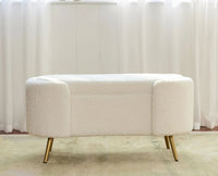 Islington  Polyester Storage Bench With Steel Legs Furniselan White