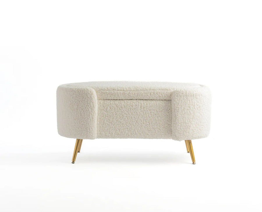 Islington  Polyester Storage Bench With Steel Legs Furniselan White
