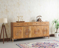 Italy Large Wooden Sideboard cabinet- 4 Doors and Drawers Furniselan Natural Finish
