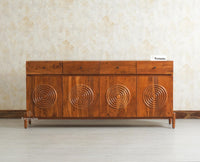 Italy Large Wooden Sideboard cabinet- 4 Doors and Drawers Furniselan Brown Finish