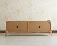 Italy Prime Solid Wood Four Door TV Cabinet Unit Furniselan Natural Finish