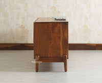 Italy Prime Solid Wood Four Door TV Cabinet Unit Furniselan Brown Finish