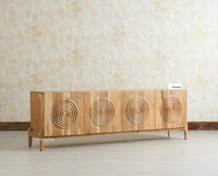 Italy Prime Solid Wood Four Door TV Cabinet Unit Furniselan Natural Finish