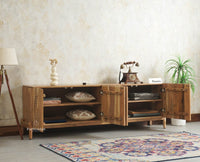 Italy Prime Solid Wood Four Door TV Cabinet Unit Furniselan Natural Finish