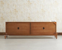 Italy Prime Solid Wood Four Door TV Cabinet Unit Furniselan Brown Finish