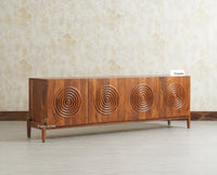 Italy Prime Solid Wood Four Door TV Cabinet Unit Furniselan Brown Finish