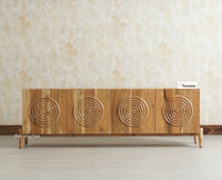 Italy Prime Solid Wood Four Door TV Cabinet Unit Furniselan Natural Finish