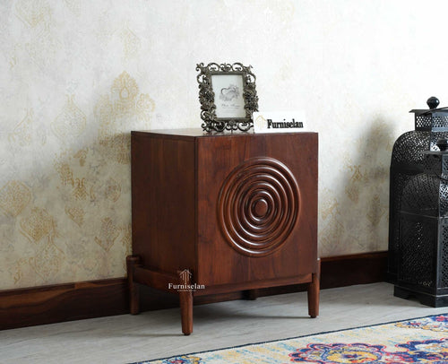 Italy Wooden One Door Nightstand Bedside Table Furniselan Grey Finish