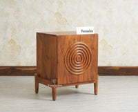 Italy Wooden One Door Nightstand Bedside Table Furniselan Brown Finish