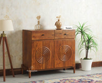 Italy Wooden Sideboard cabinet- 2 Doors and Drawers Furniselan Brown Finish