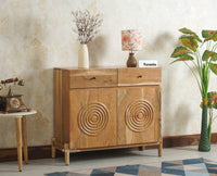Italy Wooden Sideboard cabinet- 2 Doors and Drawers Furniselan Natural Finish