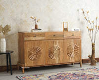 Italy Wooden Sideboard cabinet- 3 Doors and Drawers Furniselan Natural Finish
