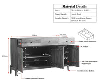Italy Wooden Sideboard cabinet- 3 Doors and Drawers Furniselan Natural Finish