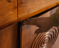 Italy Wooden Sideboard cabinet- 3 Doors and Drawers Furniselan Brown Finish