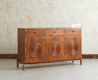 Italy Wooden Sideboard cabinet- 3 Doors and Drawers Furniselan Brown Finish
