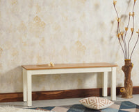 Jaipur Sheesham Wood 3 Seater Dining Bench for Living Room - Bench - Furniselan - Milky-White