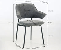 Rowan Fabric Dining Chair with Metal Legs - Grey