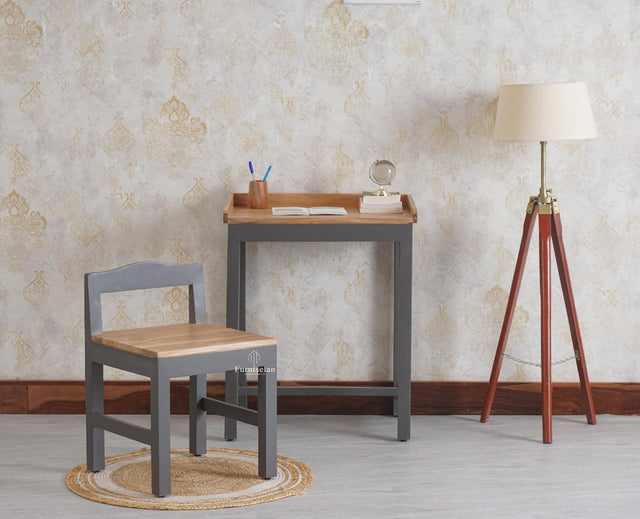 Kiddi Wooden Study Laptop Table with Chair for kids - Study Table - Furniselan - Slate Grey
