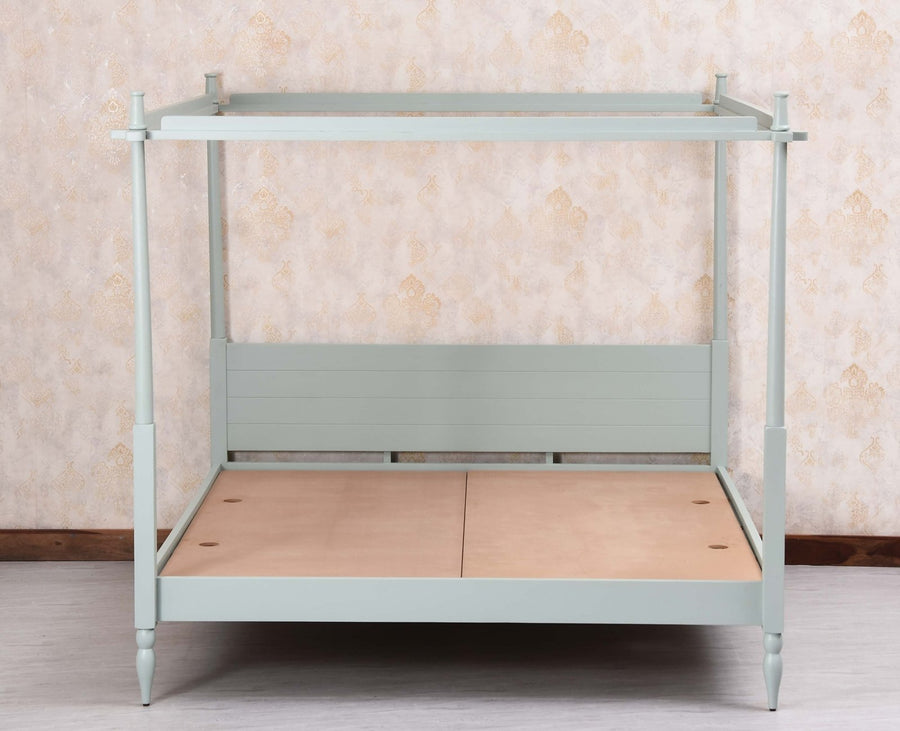 Kolhapur Solid Wood Poster King Size Bed Furniselan Silt Green