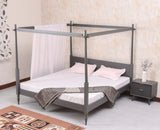 Kolhapur Solid Wood Poster King Size Bed Furniselan Slate Grey
