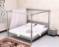 Kolhapur Solid Wood Poster King Size Bed Furniselan Cool Grey