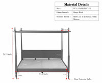 Kolhapur Solid Wood Poster King Size Bed Furniselan Slate Grey