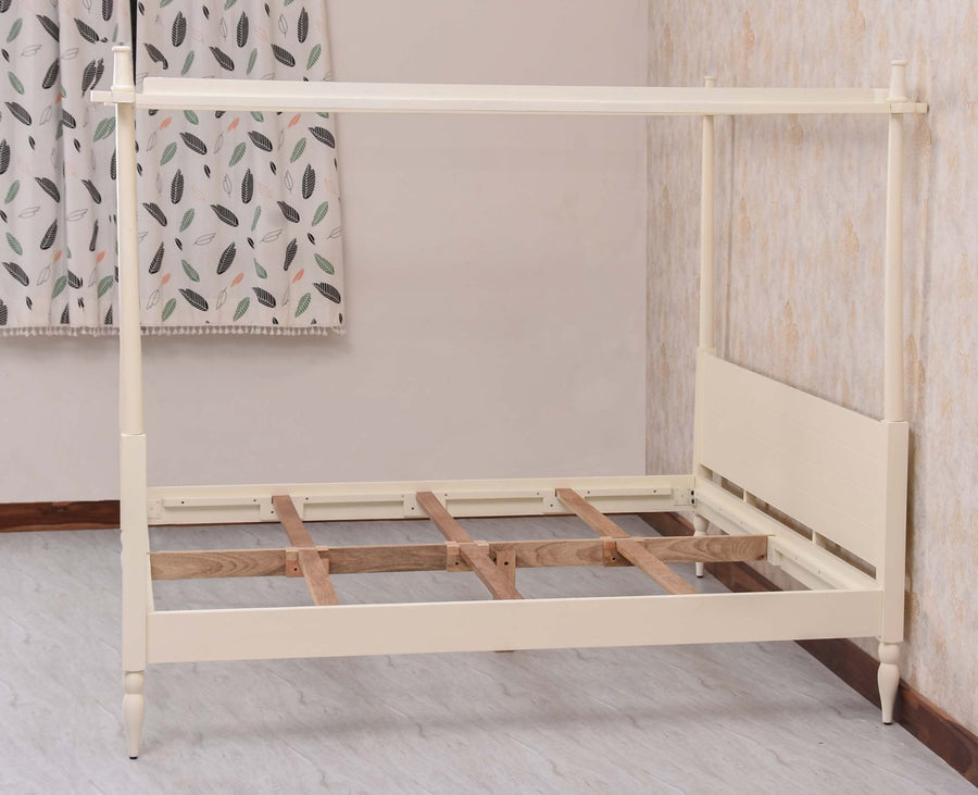 Kolhapur Solid Wood Poster King Size Bed Furniselan Frosty White