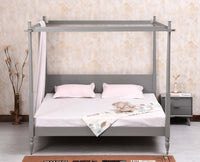 Kolhapur Solid Wood Poster King Size Bed Furniselan Cool Grey