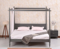 Kolhapur Solid Wood Poster King Size Bed Furniselan Slate Grey