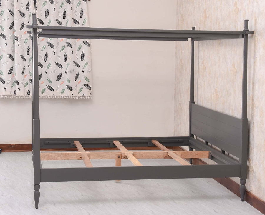 Kolhapur Solid Wood Poster King Size Bed Furniselan Slate Grey