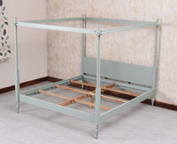 Kolhapur Solid Wood Poster King Size Bed Furniselan Silt Green