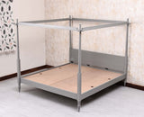 Kolhapur Solid Wood Poster King Size Bed Furniselan Cool Grey