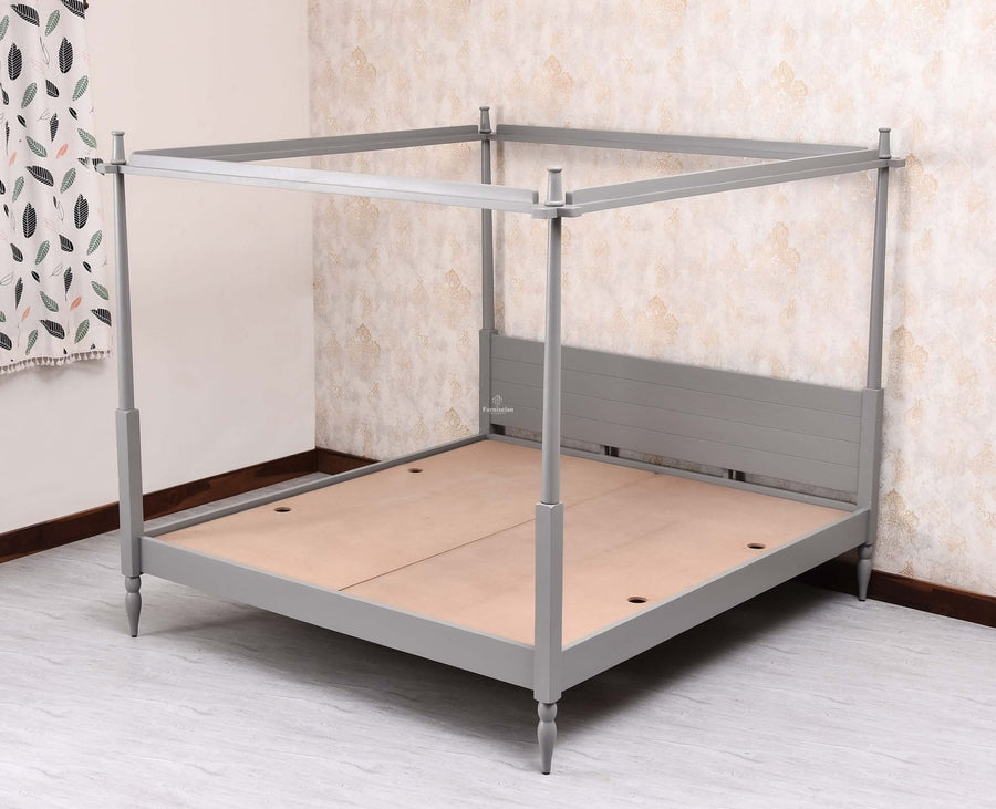 Kolhapur Solid Wood Poster King Size Bed Furniselan Cool Grey
