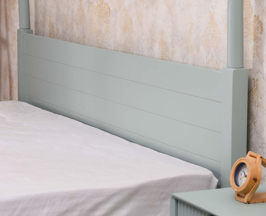 Kolhapur Solid Wood Poster King Size Bed Furniselan Silt Green