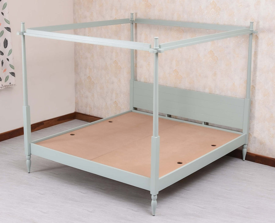 Kolhapur Solid Wood Poster King Size Bed Furniselan Silt Green