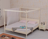 Kolhapur Solid Wood Poster King Size Bed Furniselan Frosty White