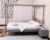 Kolhapur Solid Wood Poster King Size Bed Furniselan Cool Grey